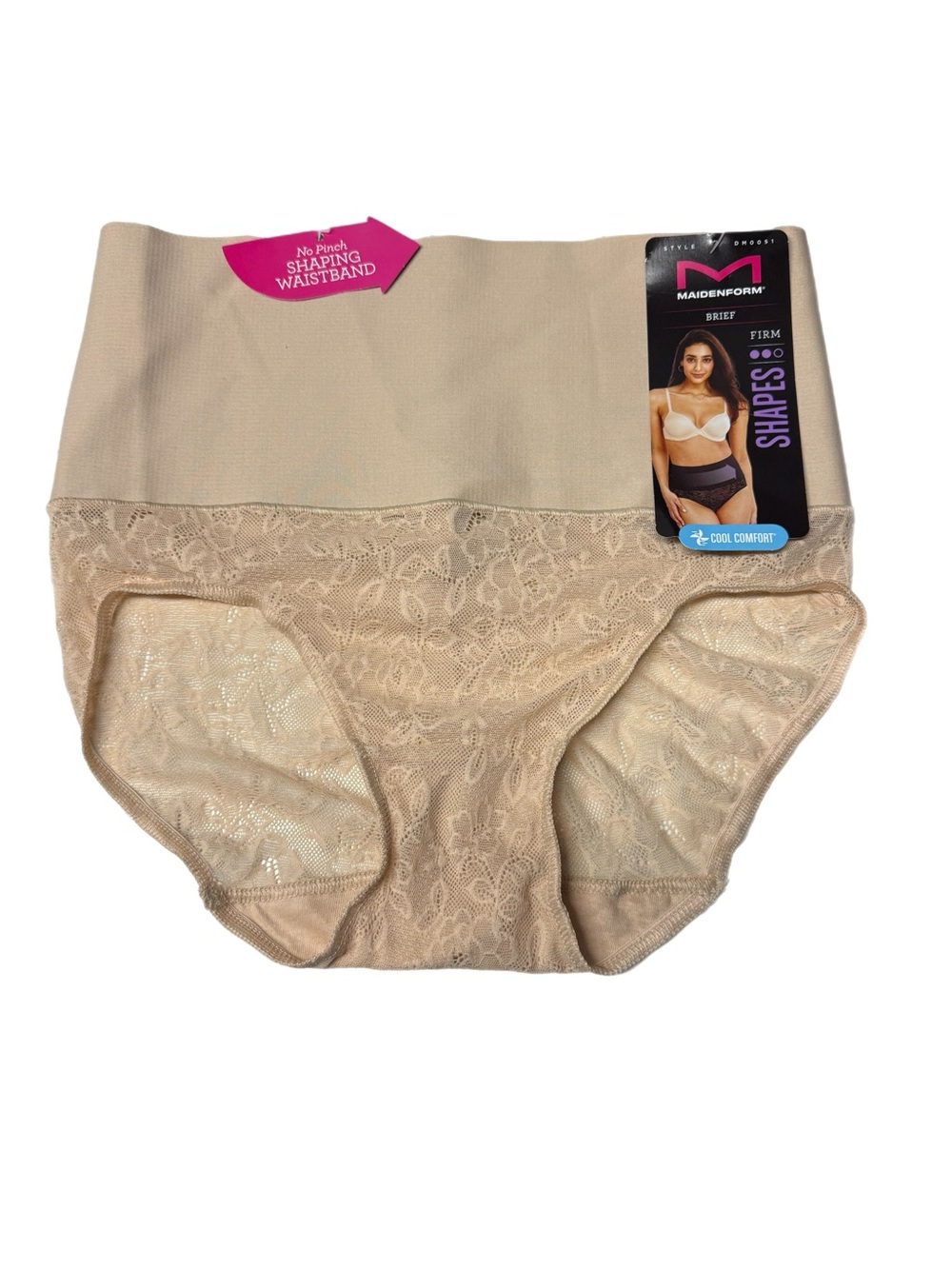 Maidenform Shapewear Firm Control Lace Brief Panty Medium Nude NWT